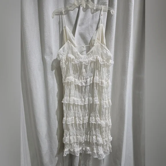 NWT Mistress Rocks White Lace Frilled Longline Midi Top‎ L - Picture 8 of 8